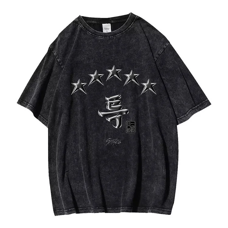 Stray Kids Album ★★★★★ 5-STAR Logo Vintage Wash T-shirt