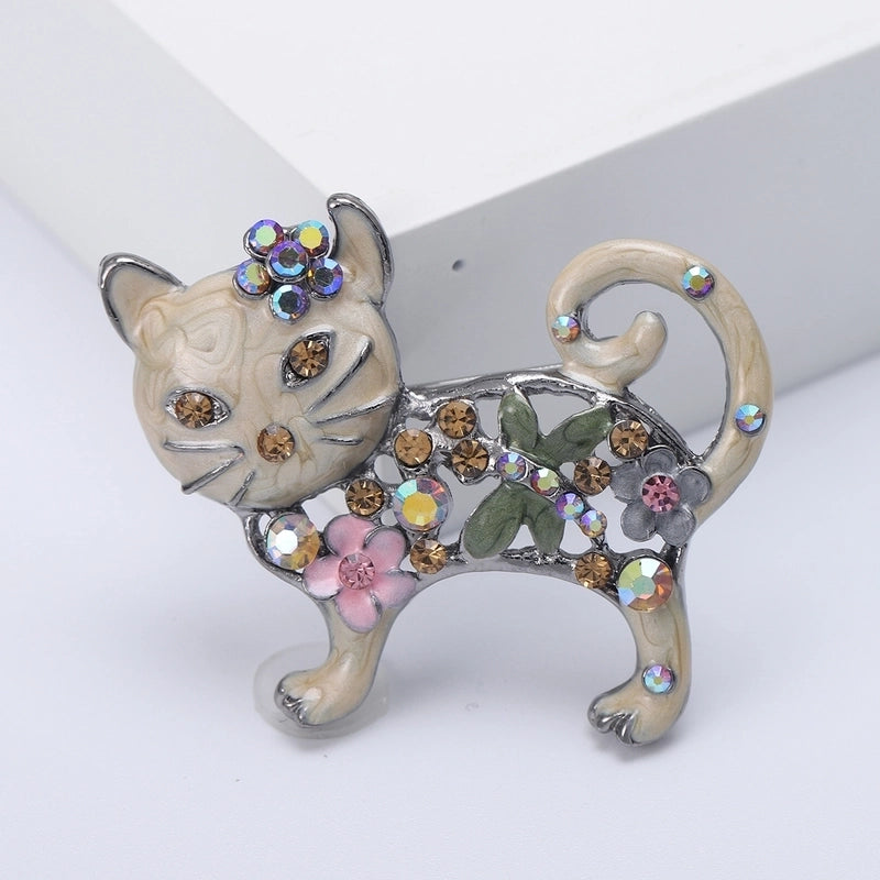 Pin Animal Alloy Enamel Plating Inlay Artificial Diamond Women’s Brooches