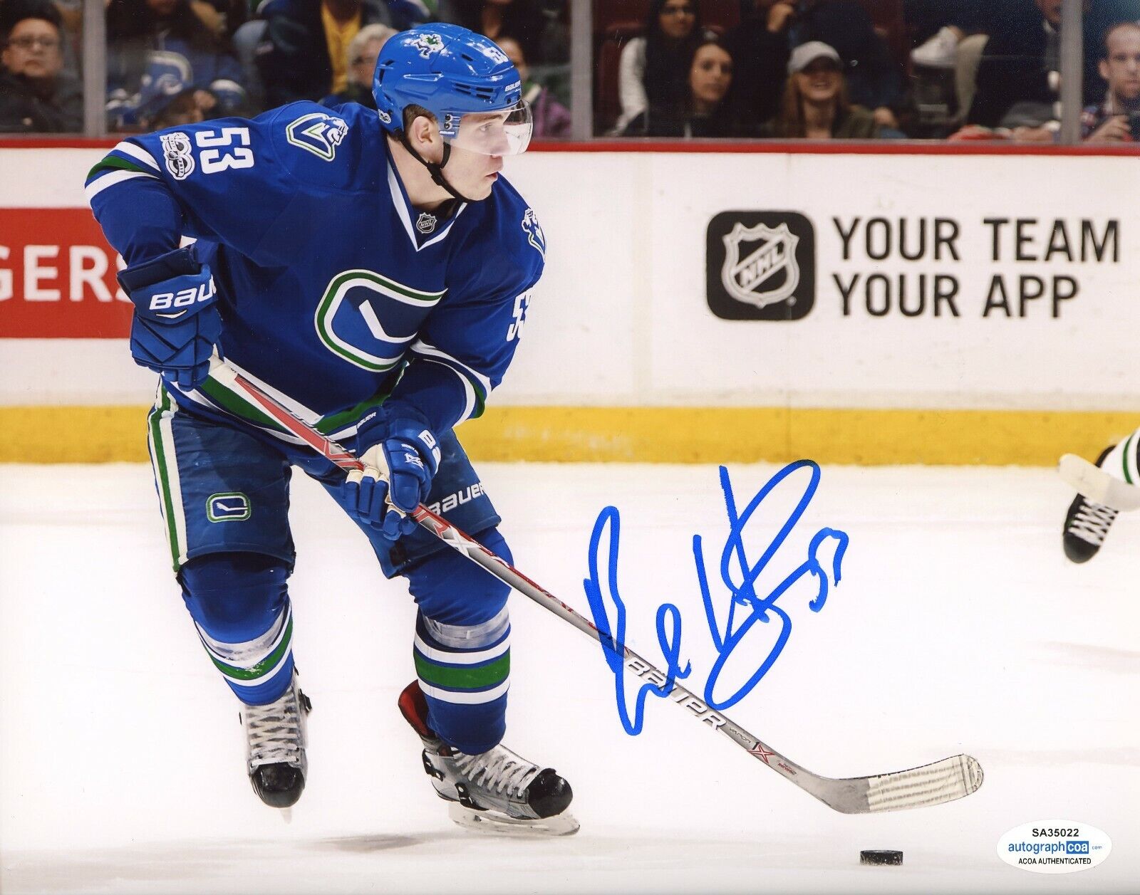 Vancouver Canucks Bo Horvat Signed Autographed 8x10 NHL Photo Poster painting ACOA DD