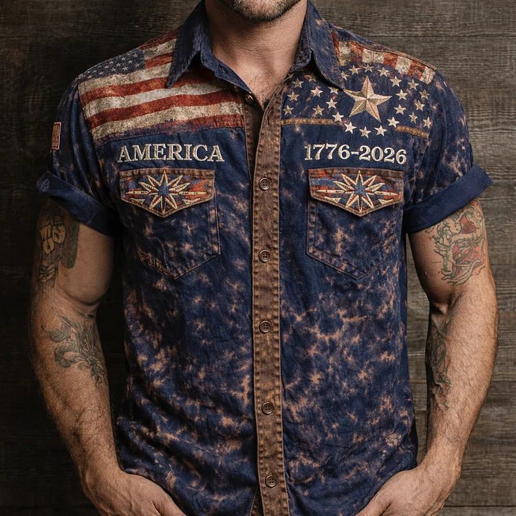 Men's US 250th Anniversary Short-Sleeved Shirt socialshop
