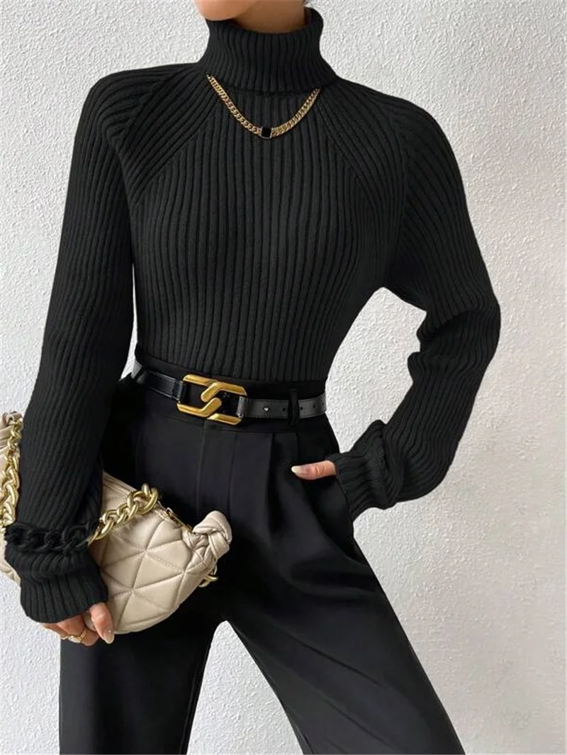Athvotar Athvotar And Winter New Loose Thin High-Necked Shoulder Sleeve Knitted Sweater Woman