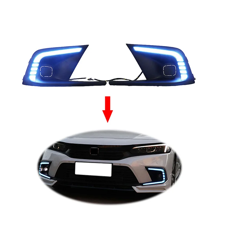 front bumper Foglamp Foglight For honda civic drl 2021 2022 11th car led daytime running light drl fog light fog lamp Assembly ITN Auto