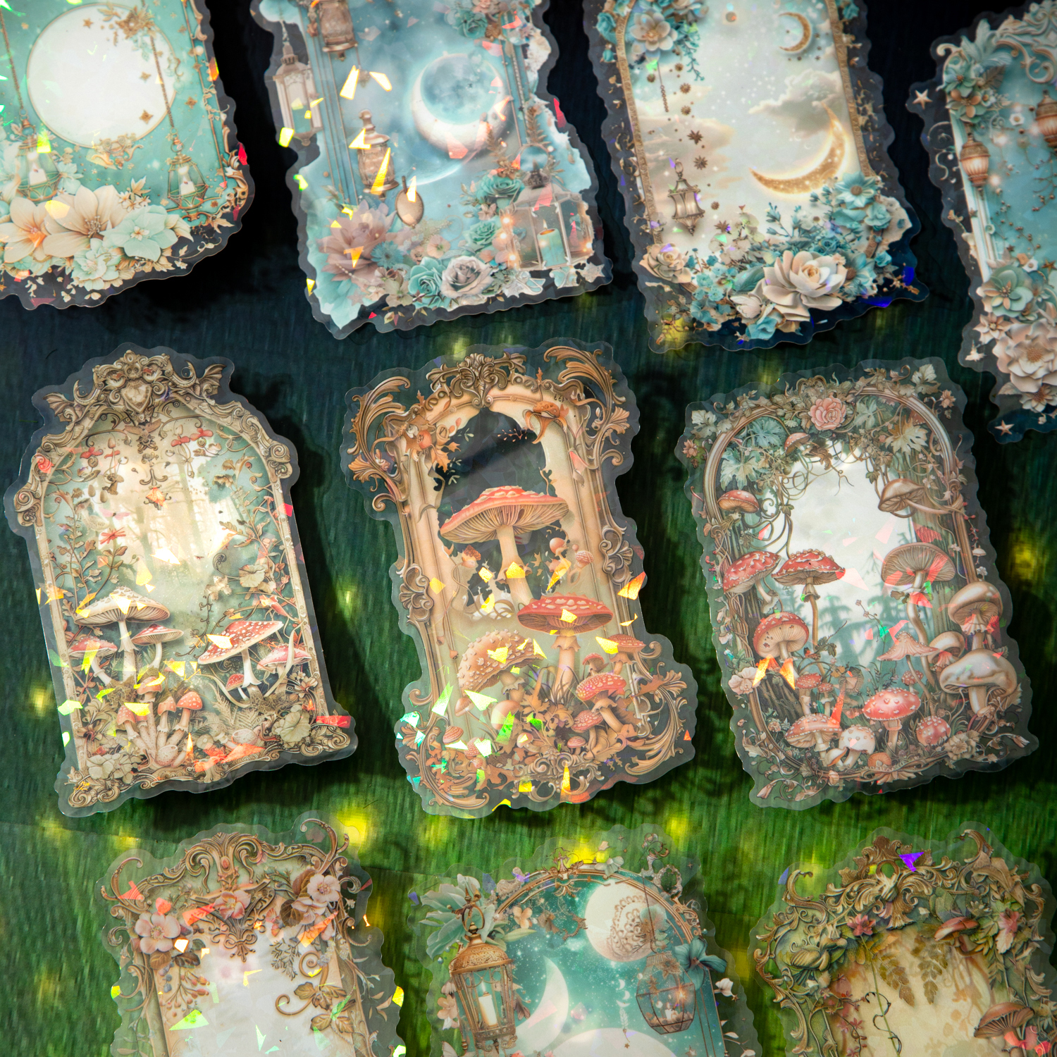 PET 스티커 - 매직 갤럭시 시리즈 빈티지 버섯꽃