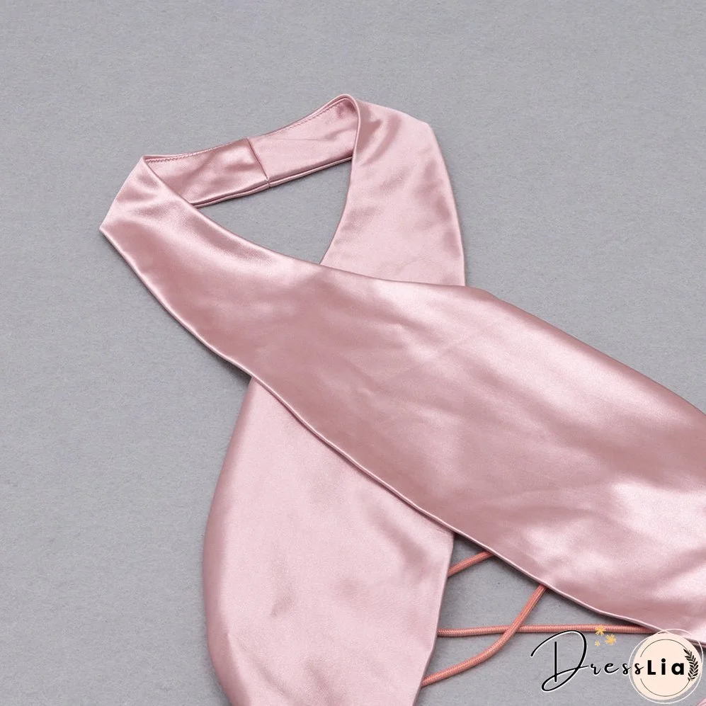 Halter Sleeveless Midi Hollow Out Bodycon Dress HB76640