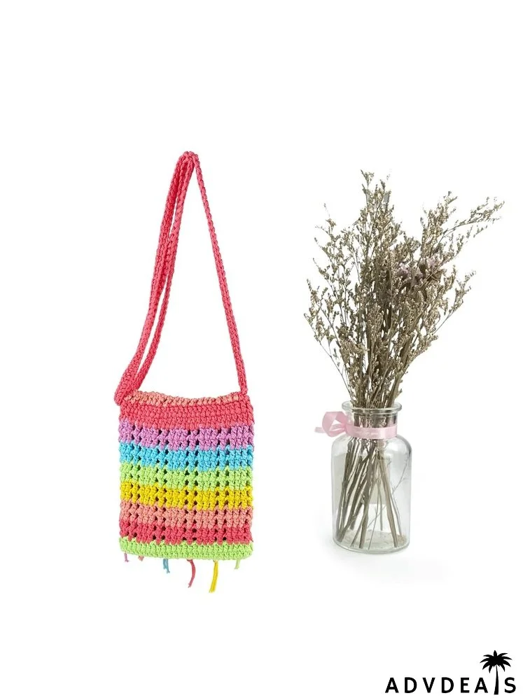 Colorblock Flap Crochet Bag