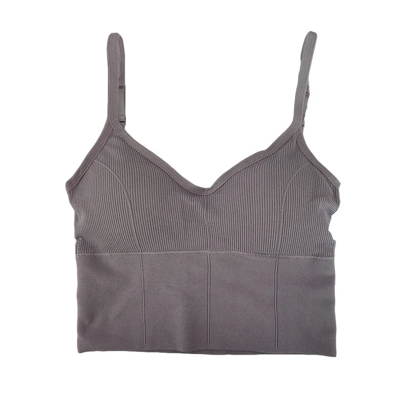 Women Tanks Crop Top Seamless Underwear Female Crop Top Women Sport Tops Sexy Lingerie Low Back Sleeveless Padded Camisole Femme
