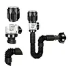 3In1 Bathroom Sink Drain Kit Flexible P-Trap Drain Pipe Replacement with Pop Up Stopper Expandable Flexible Downspout Pipe Anti Odor Filter Water Pipes