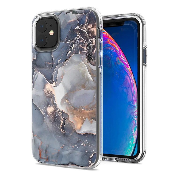 2023 Luxury Electroplated Marble Painted Transparent Protective Case For iPhone