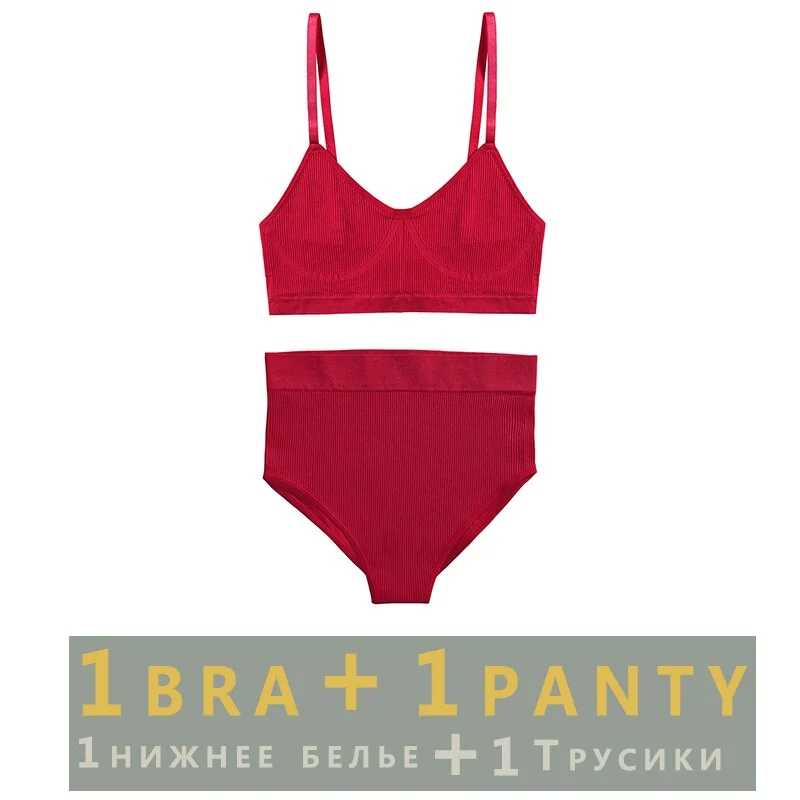 Women Fashion Seamless Bra Set Push Up Bra Fitness Crop Top And  Pantys Girls Sexy Wireless Brassiere Suit For Ladies Lingerie