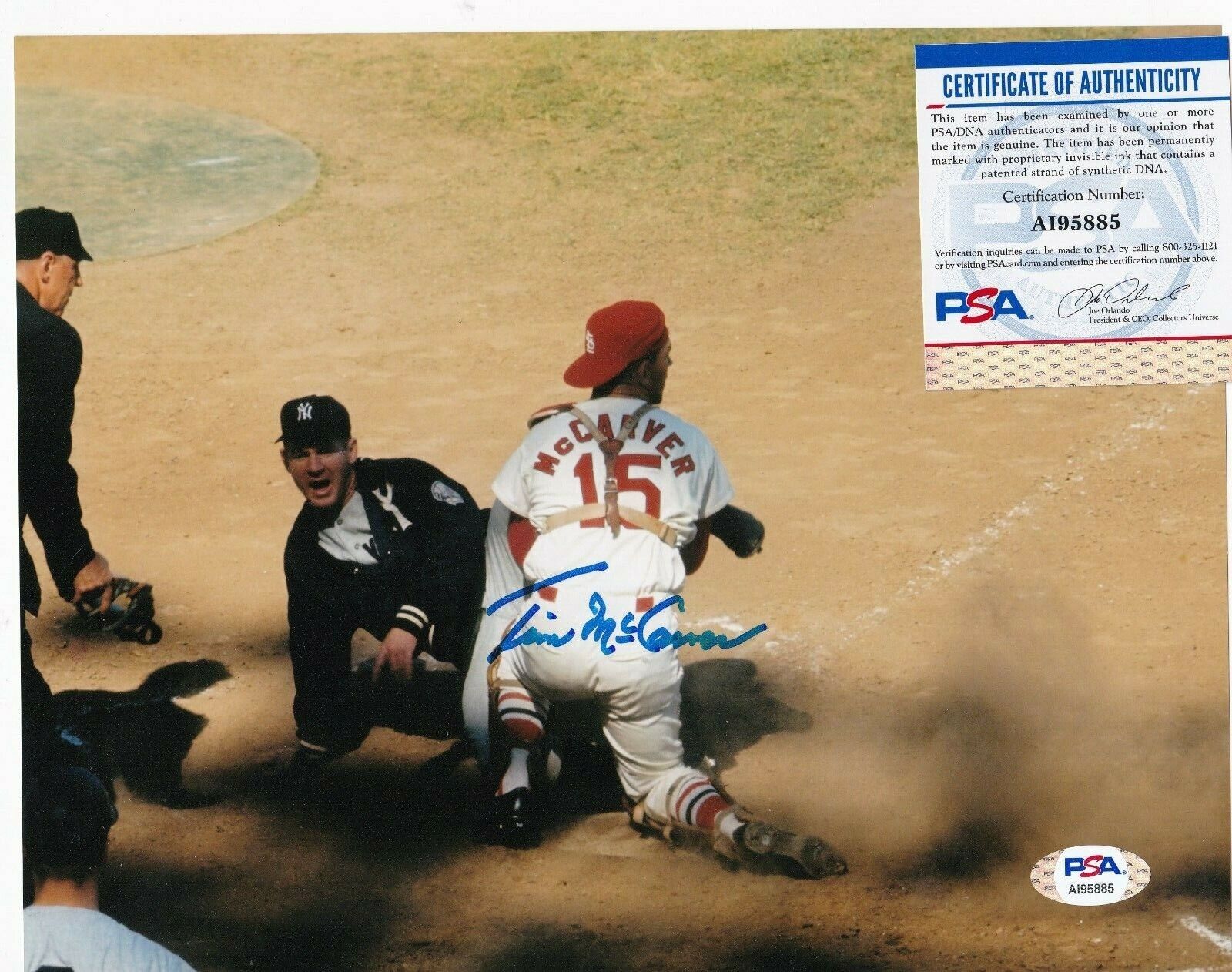 TIM MCCARVER ST. LOUIS CARDINALS W/ WHITEY FORD PSA AUTHENTICATED SIGNED 8x10