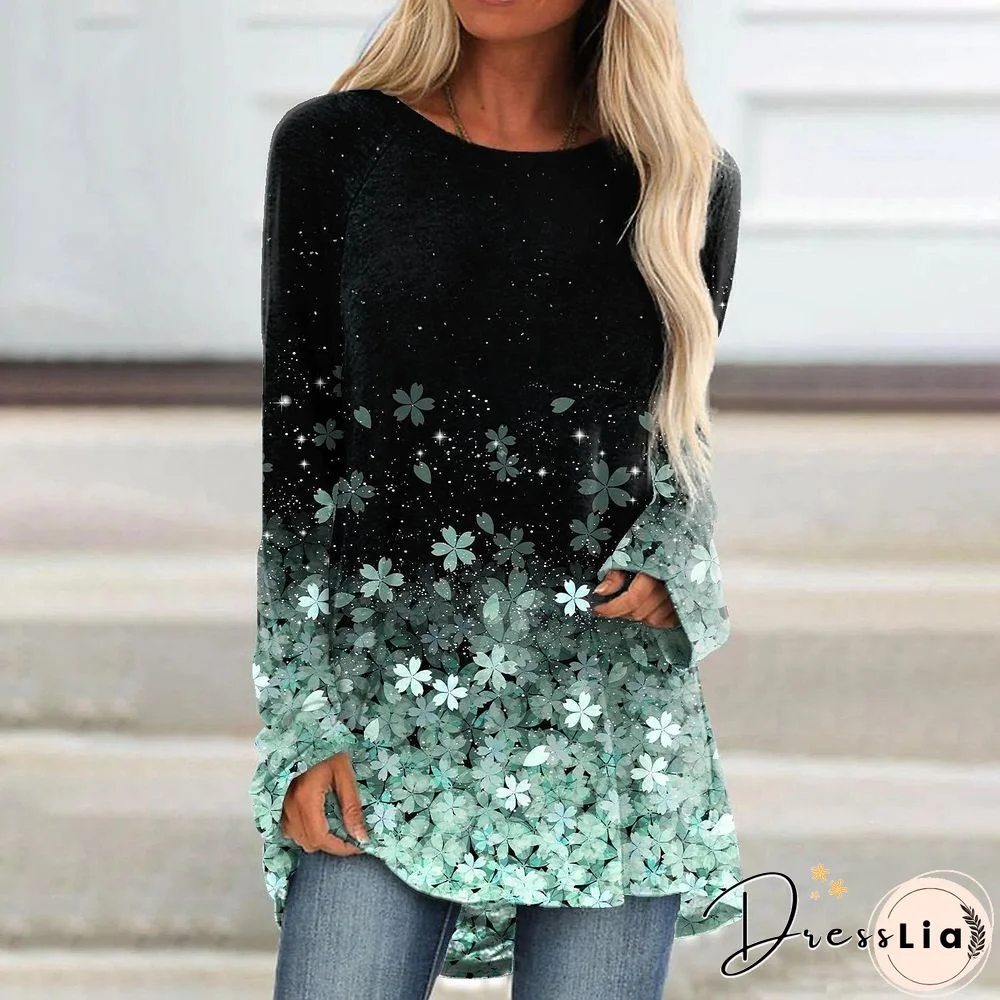 Long Sleeve Flower Printed Shirt