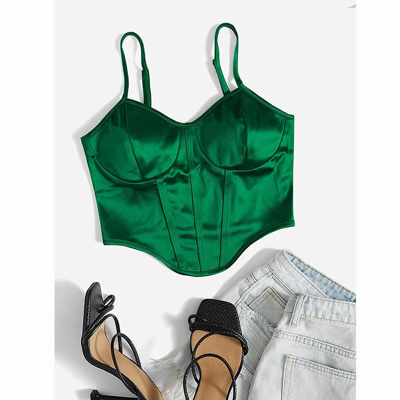 Uveng Uveng Satin Show Chest Bundle Waist Sexy Sling Show Back Vest Female Summer Small Top Female