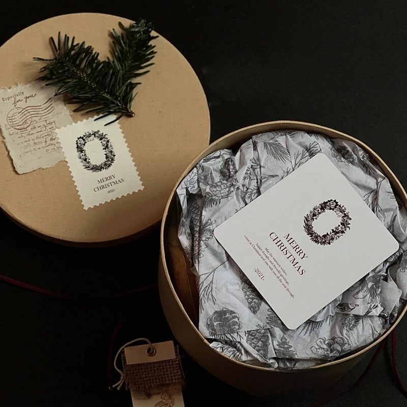 Kraft Paper Round Box DIY Baking Gift Box Cake Pastry Biscuit Packaging Box Accompanying Gift Box