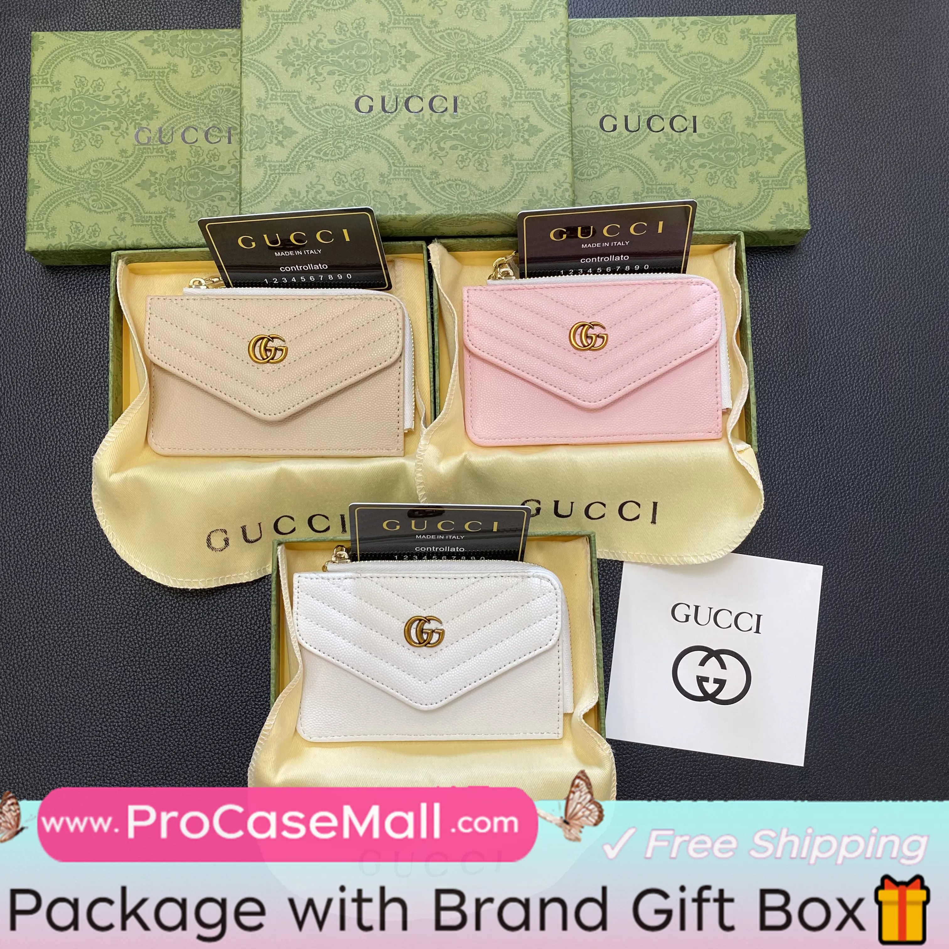 Gucci Elegant Leather GG Multi-Slot Wallet Card Holder