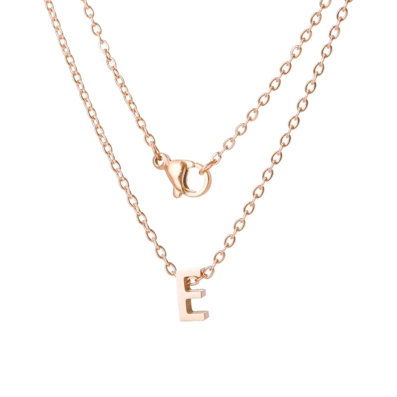 Stainless Steel Rose Gold Plated Minimalist Letter None Pendant Necklace