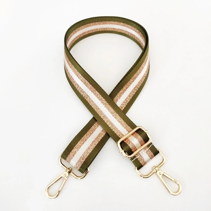 New Colorful Nylon Wide Shoulder Strap Bright Gold Thread Purse Accessories Strap Adjustable Shoulder Crossbody Replacement Long Strap