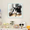 Cat Bird-Partial 11CT Stamped Cross Stitch Bead Embroidery 36*36cm/14.17*14.17in tapestrymarket