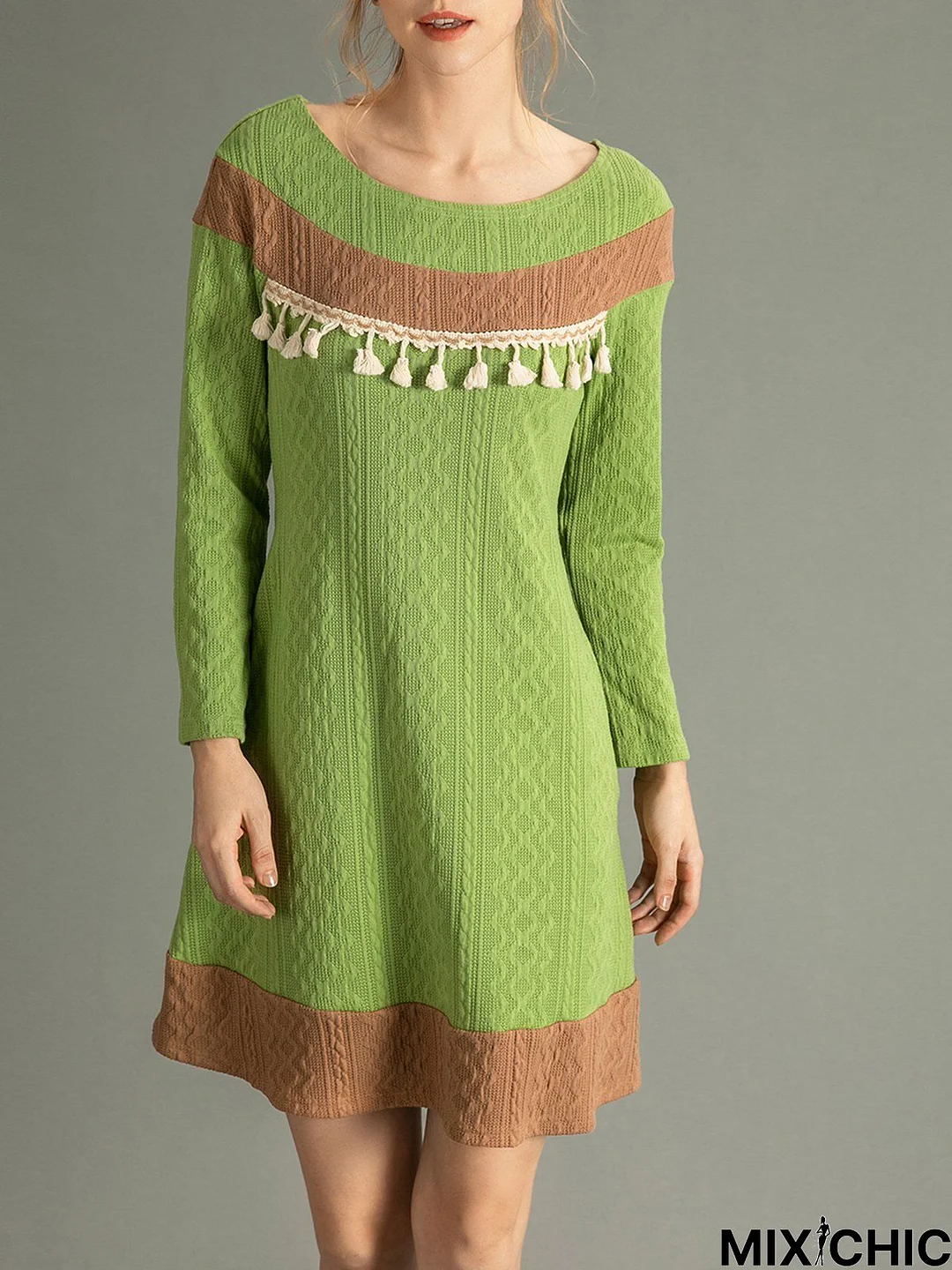 Sweet Round Neck Knitting Dress