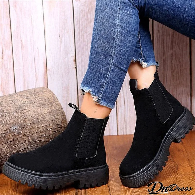 Fashion Simple Style Women Low Heels Galoshoes Martin Boots