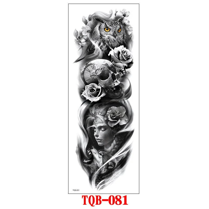 FULL SLEEVE ARM TEMPORARY TATTOO, ORIENTAL DRAGON, LOTUS FLOWERS, MENS, WOMENS