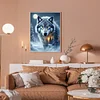 30x40cm Wolf 5d DIY Vollbohrer Runde Diamantmalerei Kit Haus Wanddekoration