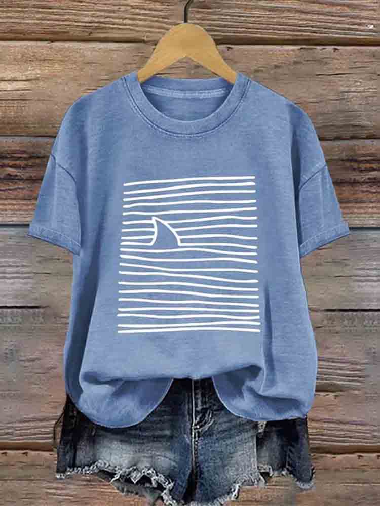 Comstylish Women's Shark Week Marine Life Conservation Art Print T-shirt