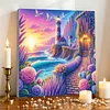 Framed Diamond Painting - Full Round Drill - Seaside Lighthouse (25x25cm)