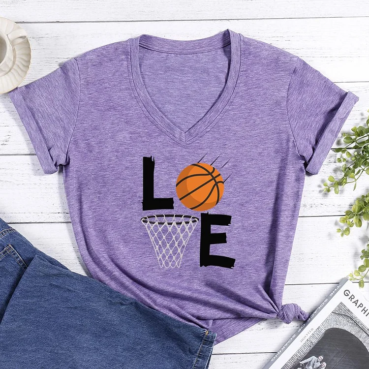 Love Basketball V-neck T Shirt-Annaletters