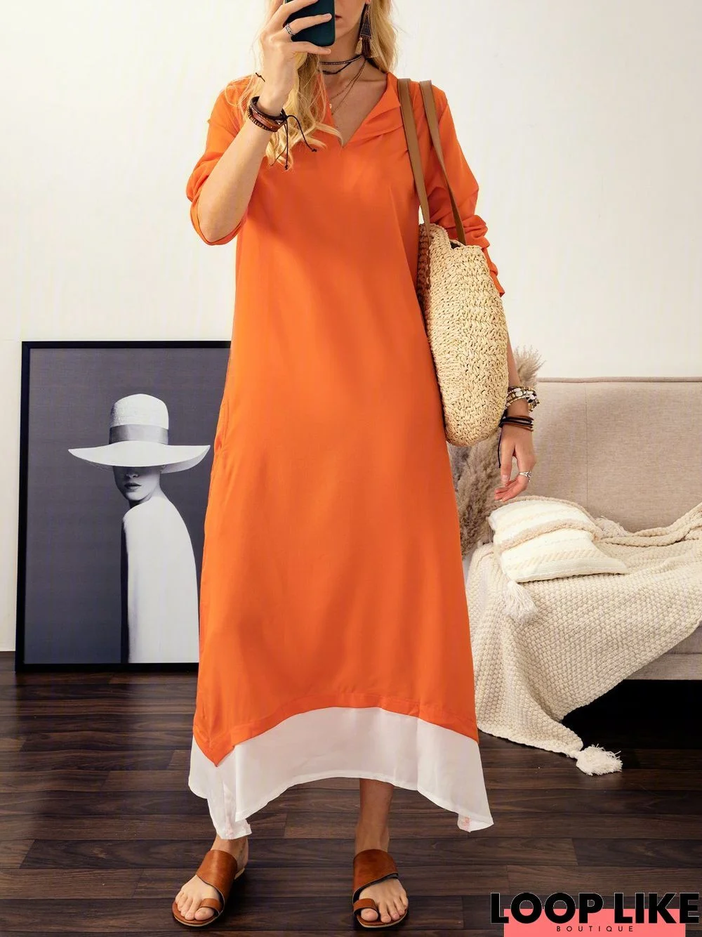 Linen Elegant A-line Casual Dress