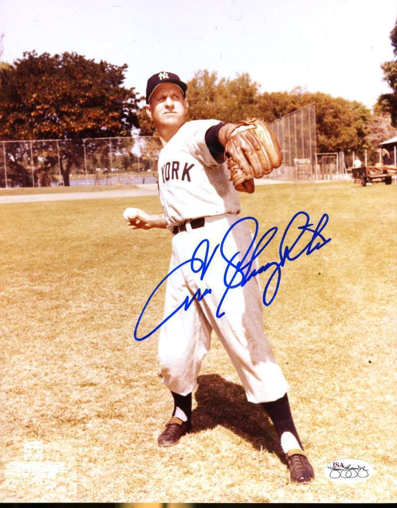 Enos Slaughter Signed 8x10 Photo Poster painting Jsa Cert Sticker Authenticated Autograph