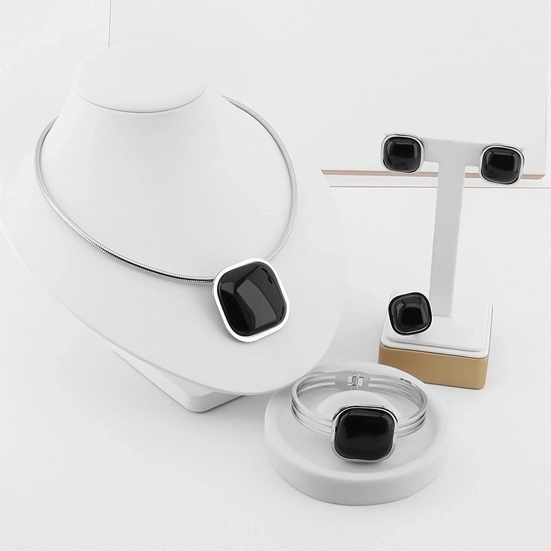 Minimalist Square 304 Stainless Steel 18K Gold Plated Jewelry Set