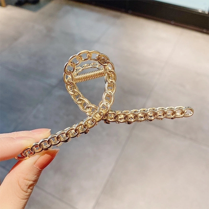 Simple Metal Catch Clip Large Shower Pearl Shark Clip