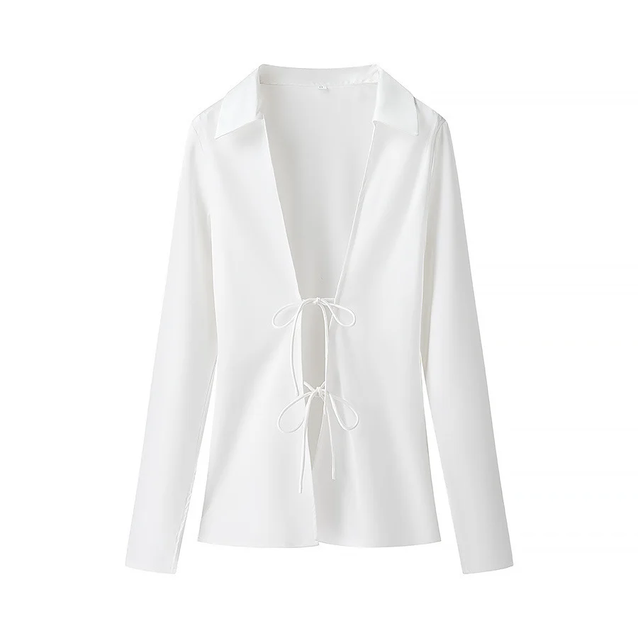 Nigikala Nigikala New Women's Fashion Temperament With Acetic Acid Tying Shirt