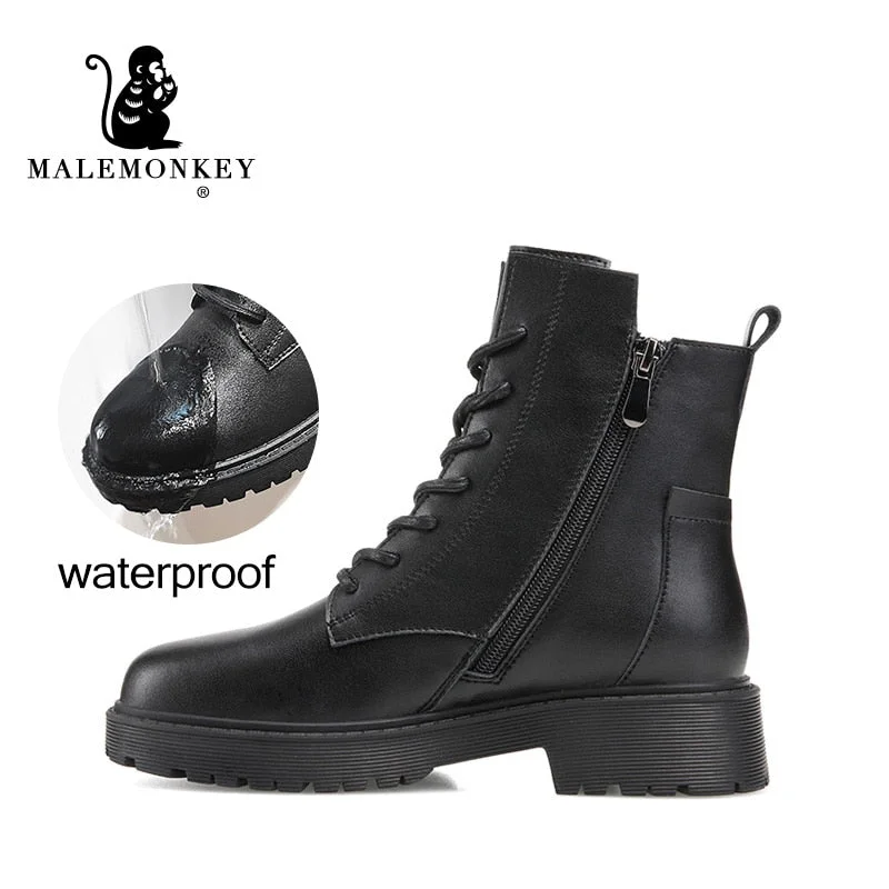 Winter Women Ankle Boots Black Platform 2021 Fashion Autumn Warm Fur Motorcycle Non-slip Waterproof Female Shoes Chunky Boots