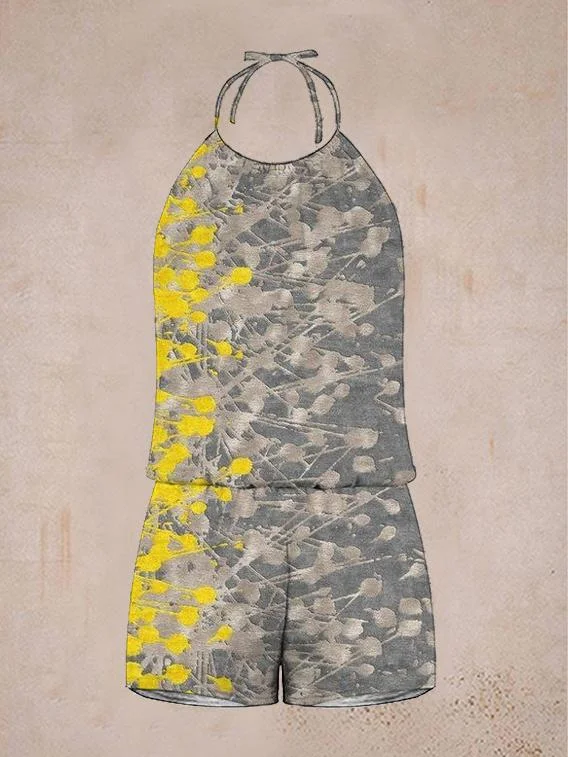 Women's casual sleeveless printed jumpsuit-Mayoulove