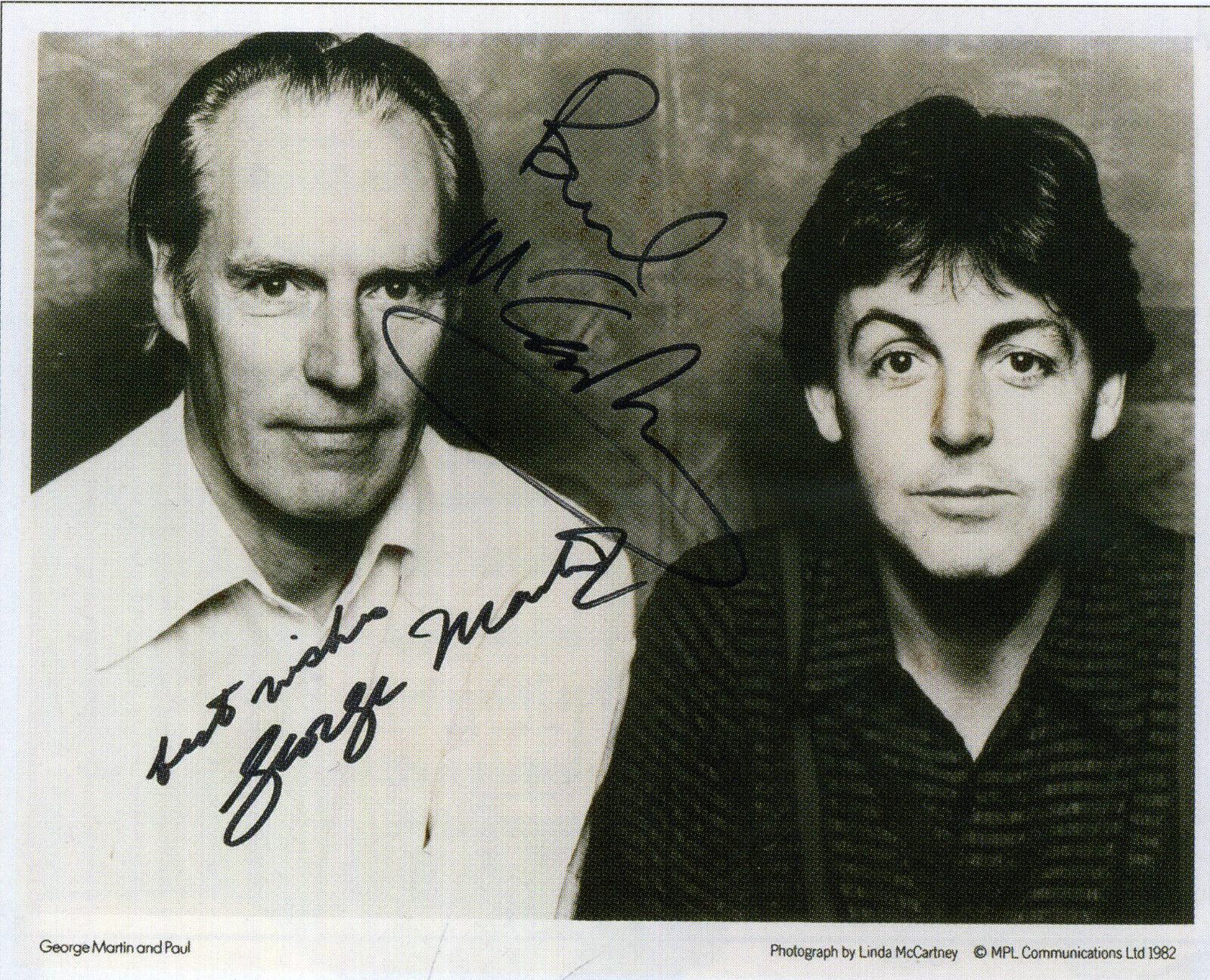 PAUL McCARTNEY & GEORGE MARTIN - BEATLES Signed Linda Photo Poster paintinggraph - preprint