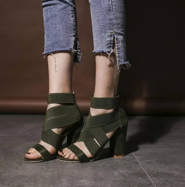 2022 New Style Fashion Ladies Summer Sexy High Heel Party Shoes Ladies Open Toe Thick With Women's High Heels Sandal