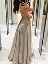 Shiny Backless Condole Belt Maxi Dress