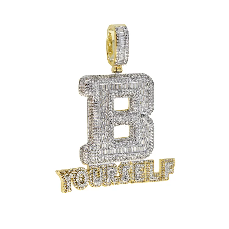 Iced Out Bling Letters BE YOURSELF Pendant