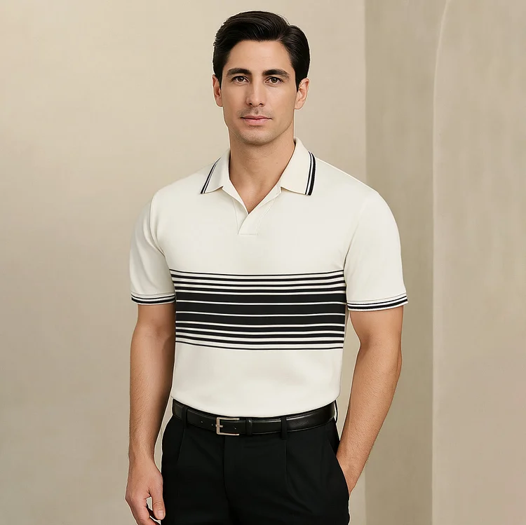 100% Cotton Retro Striped Polo QueenFunky