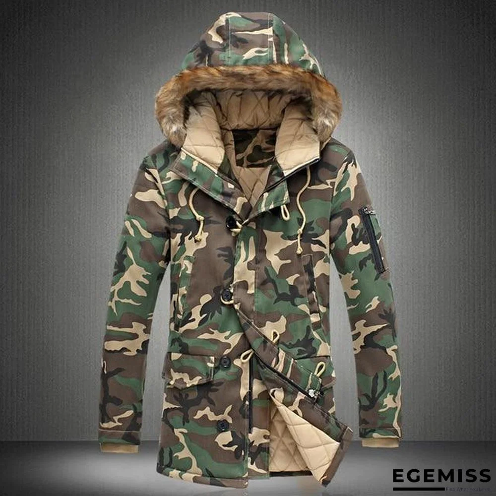 Camouflage Down Parkas Jackets  Men's Parka Hooded Coat Fur Collar Parkas Winter Jacket Military Down Overcoat | EGEMISS