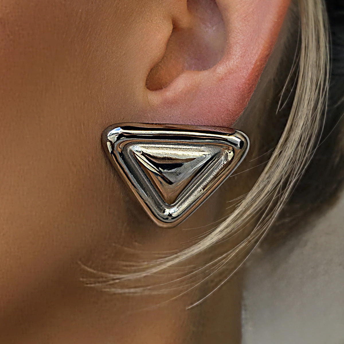 Jie Ding Stainless Steel Triangle Earrings Niche Earrings Titanium Steel Earrings