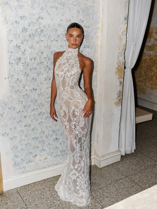 white lace prom dress with sleeves Gunne Sax Inspired Victorian Modest Lace Prom Dress