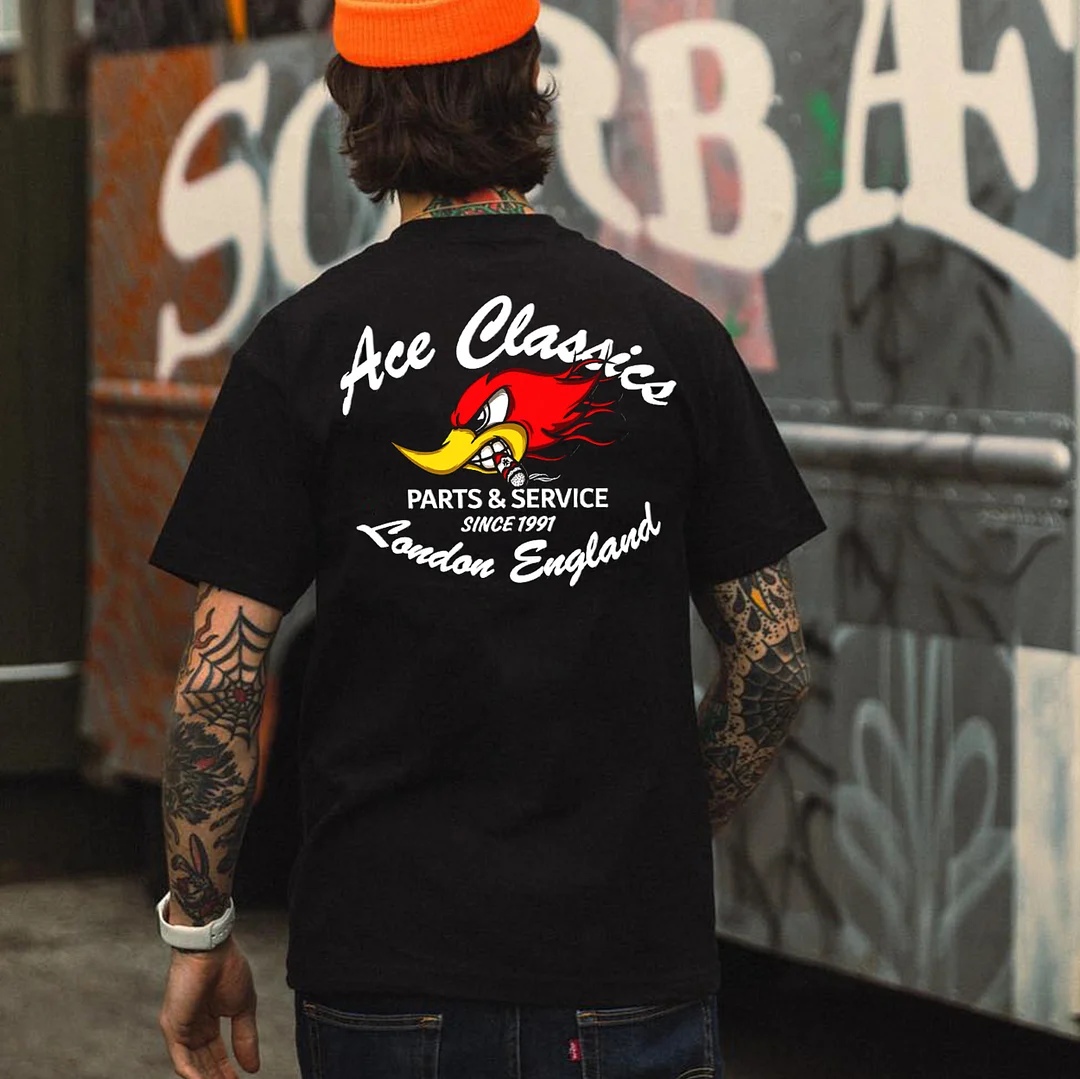 ACE CLASSIC PARTS & Service Hot Rod Bird Print Men's T-shirt