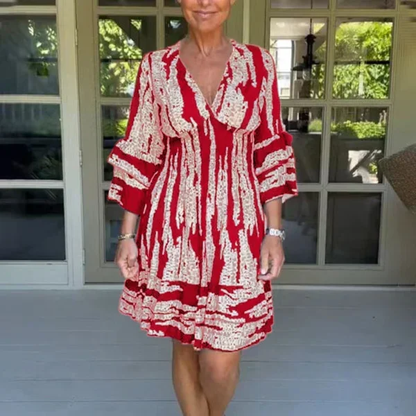 🎁2024 New Year Hot Sale🎁 V neck three quarter sleeve dress