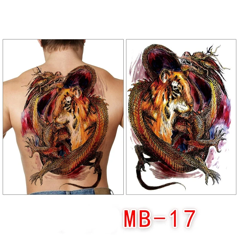 Waterproof temporary men tattoos tattoo full back large tatoo fake dragon girl tattoo body art sticker sexy decals transferable