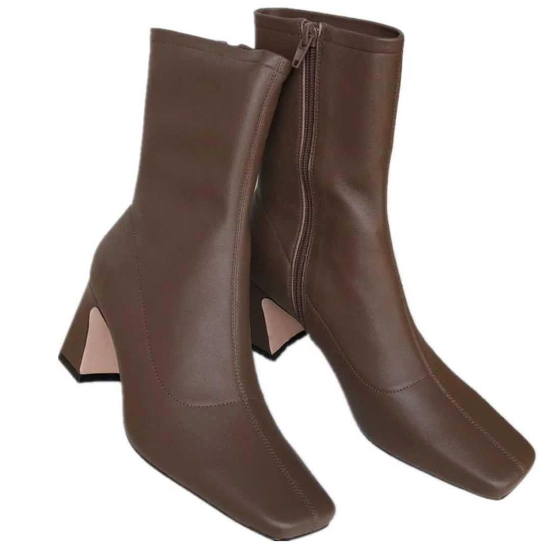 Sheepskin Slimming Boots Elegant Glove-Like Ankle Boots High Heel Side Zipper