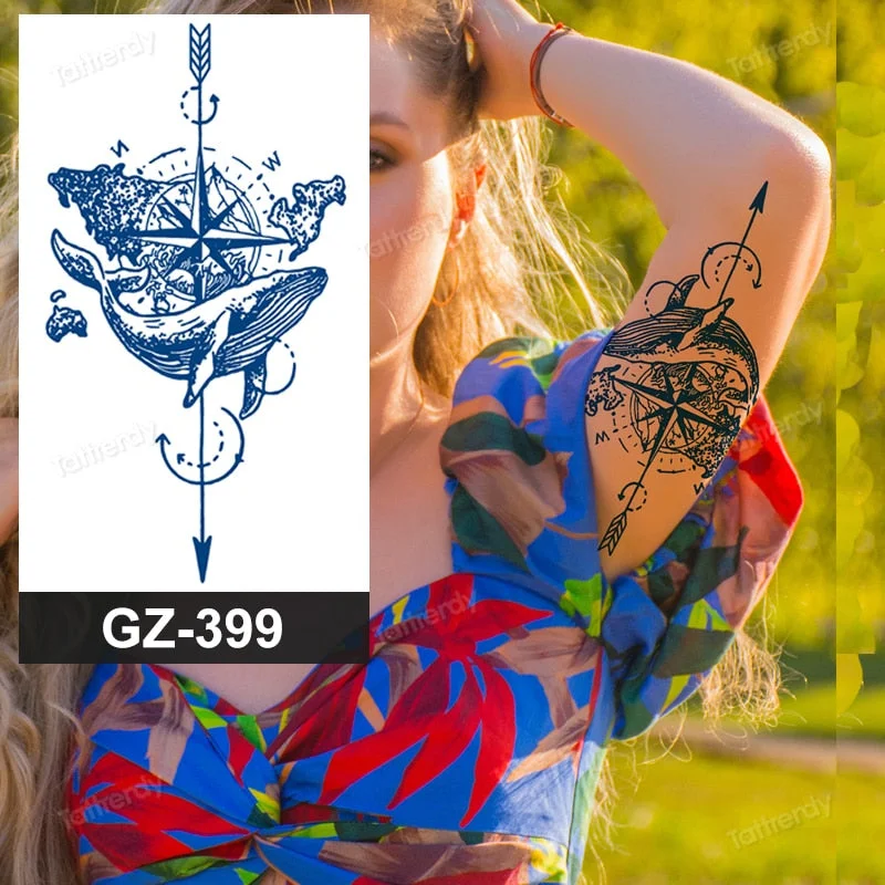 Juice Ink Lasting Waterproof Temporary Tattoo Sticker Dragon Snake Totem Tattoos Sun Wing Body Art Arm Fake Tatoo Women Men