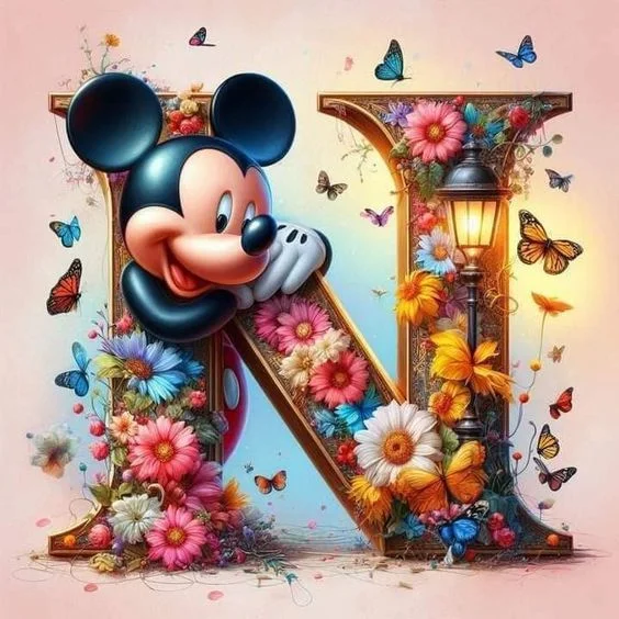 Diamond Painting - Full Round Drill - Minnie Mickey Alphabet(Canvas|40*40cm)