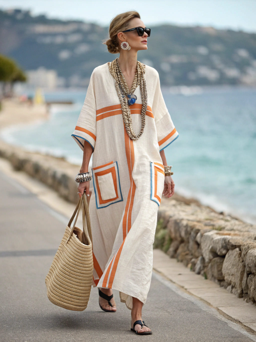 Women's Linen Solid Color Loose Dress